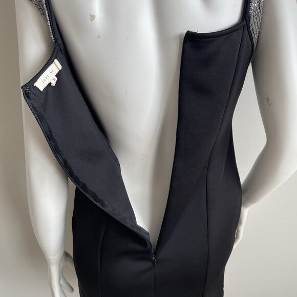 Just Me Embellished Beaded Black Mini Dress Sz Medium Holiday Cocktail Party - Picture 9 of 15